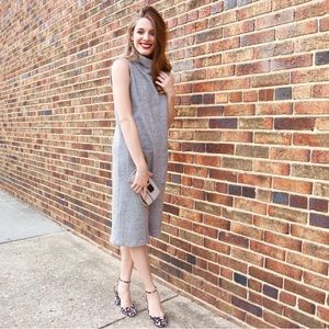 Sleeveless Roll Neck Midi Sweater Dress